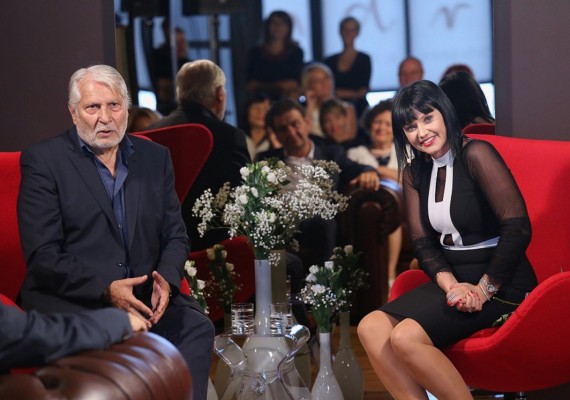 Snemanje oddaje Zajtrk PR' Andreji z igralcem Borisom Cvazzo ter voditeljico Andrejo Jernejčič.